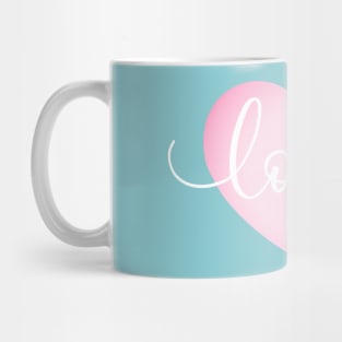 Simple Love Pink Heart Valentine's Day Calligraphy Mug